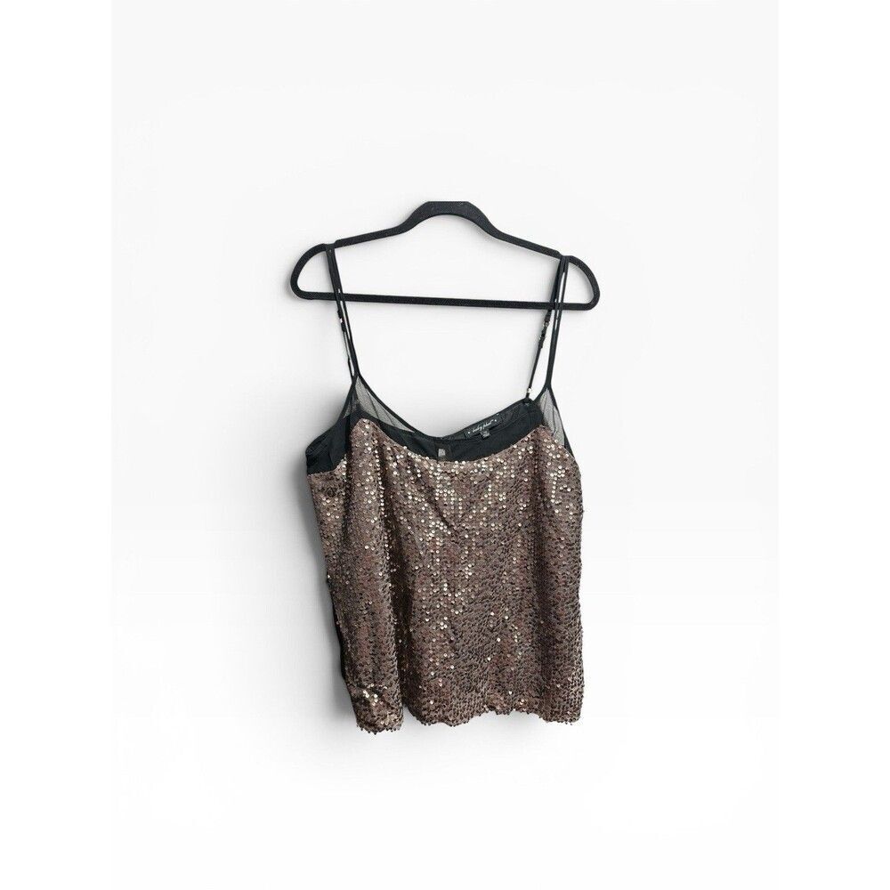 Y2K Baby Phat Sequin Blouse Women's 1X Metallic Gold Flowy Vintage Top